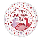 17 in White Dino-Mite Valentine Foil Balloon with Hearts